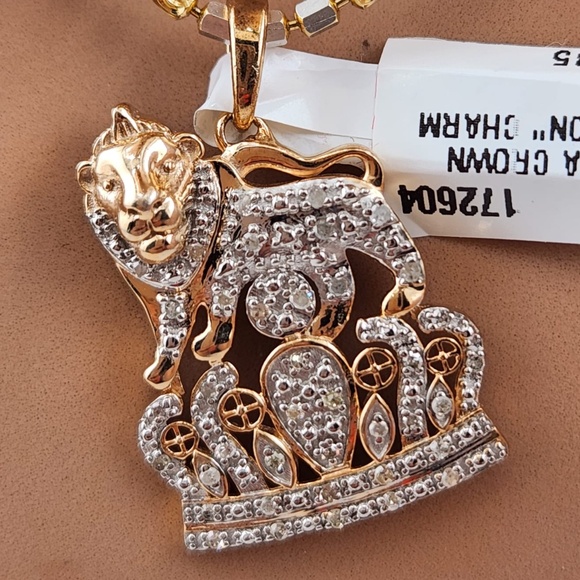 Other - Real Diamond Crown Lion Pendant, FREE APPRAISAL, Gift for him, Genuine Diamonds